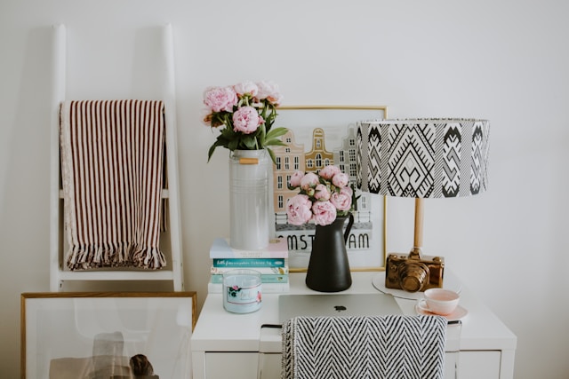 writing desk with decor elements