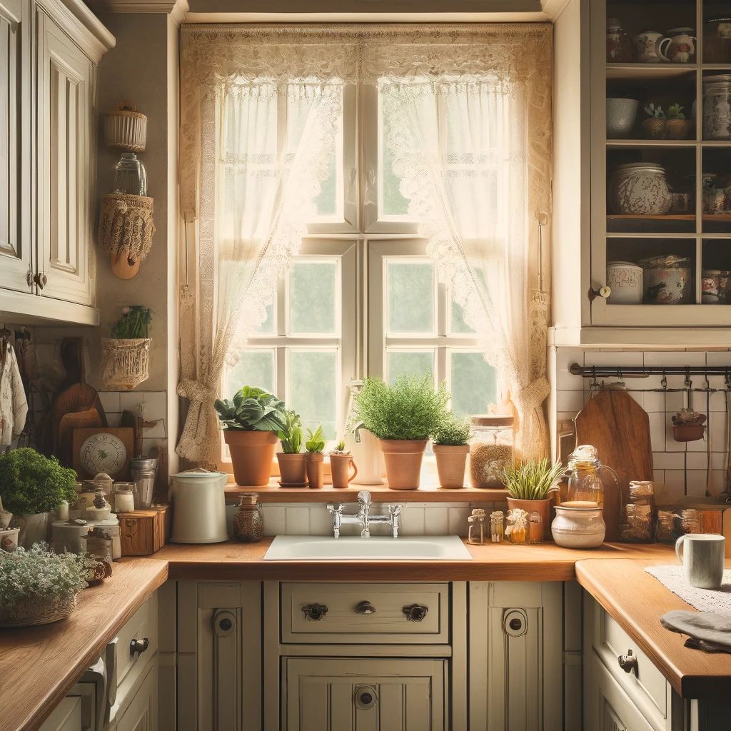 Kitchen close up with a window and sink under